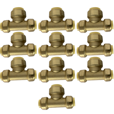 #ad #ad 10 Pack XFITTING 1 2quot; x 1 2quot; x 3 4quot; Push Fit Reducing Tee Push To ConnectBrass $47.99