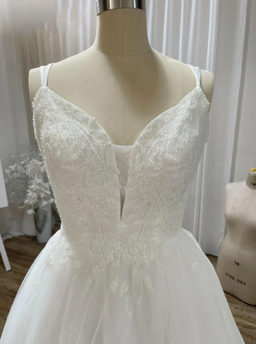 Short Wedding Dresses Spaghetti Straps Backless Tulle Tea Length Bridal Gowns - Picture 5 of 11