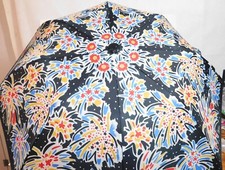 KEN DONE POP ART Print Fireworks UMBRELLA Compact Collapsible Shade VTG 80's