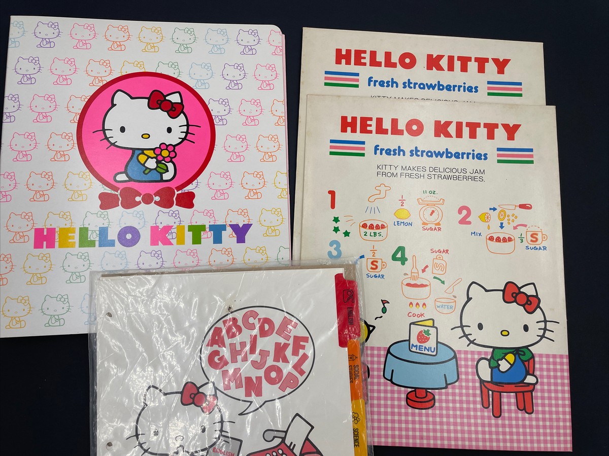 New! Vintage 1976 1984 Sanrio Hello Kitty Lot Binder, Tab Dividers