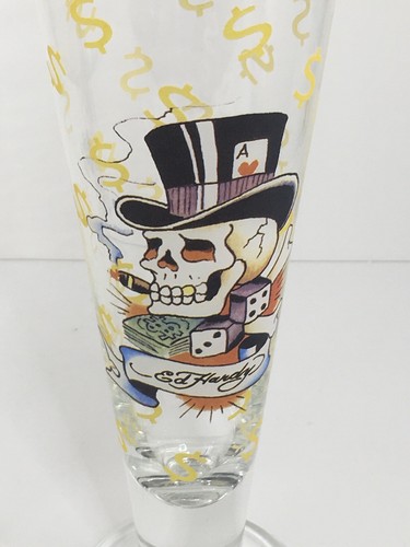 2- Ed Hardy Tall Drinking Barware Glasses Very Nice In Great Shape !! - Picture 3 of 9