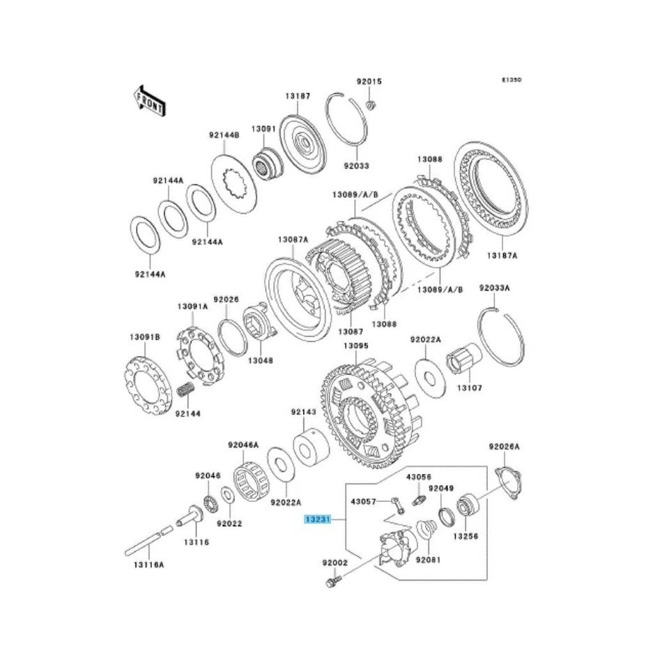Conjunto de liberación de embrague genuino KAWASAKI VULCAN 1500 CLASSIC VN1500 96-08 FABRICANTE DE EQUIPOS ORIGINALES Foto 4 de 4