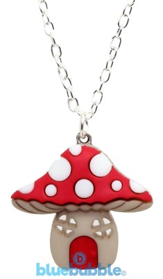 Bluebubble TOADSTOOL TOWN Mushroom House Necklace Kitsch Kawaii Fairy Pixie Elf