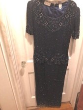 VINTAGE BLACK SCALA BEADED EVENING DRESS-ABSOLUTELY GORGEOUS 