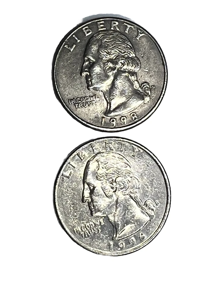 1998 P Washington Quarter Rare Color missing Clad Layer ERROR DARK COIN 2 Coins - Image 2 of 4