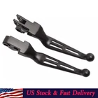 Black Slotted Wide Brake Clutch Hand Lever Set Fit For Harley Electra Road Glide