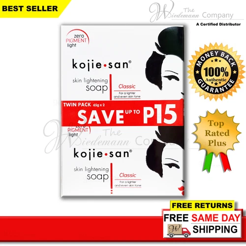 Original Kojie San Skin Lightening Kojic Acid Soap 65g x 2 Bars Expires 2026