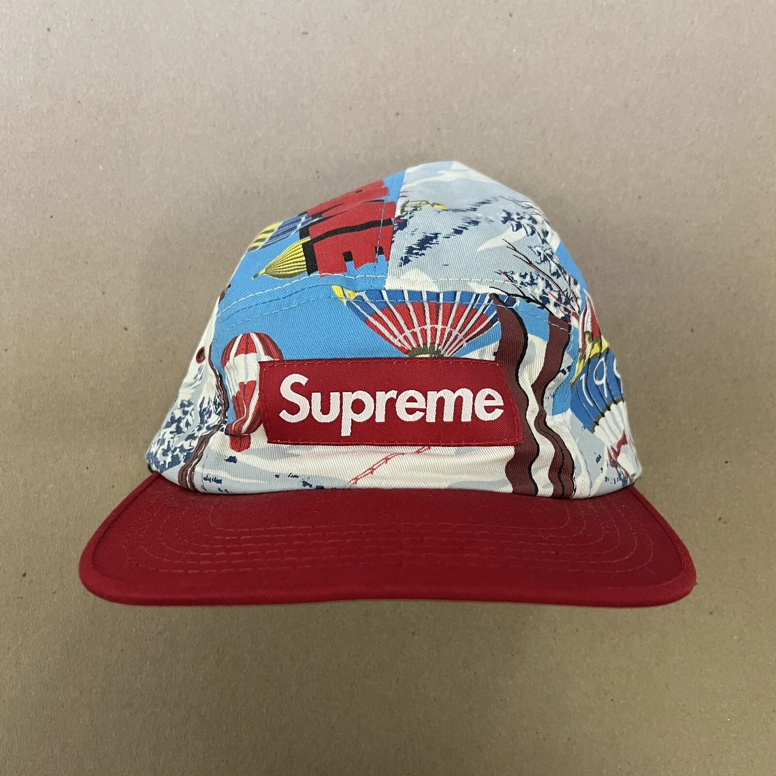 Casquette de camp FW08 Supreme Ballon Lodge Box logo 5 panneaux 2008 Deadstock