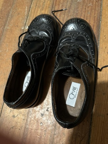 Vintage Omari schwarz Leder hergestellt in Italien Budapester elegante Schuhe 7 7,5 Herren - Bild 12 von 13