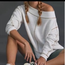 Pilcro and The Letterpress Anthropologie Sweatshirt Top Ivory Confetti X-Small