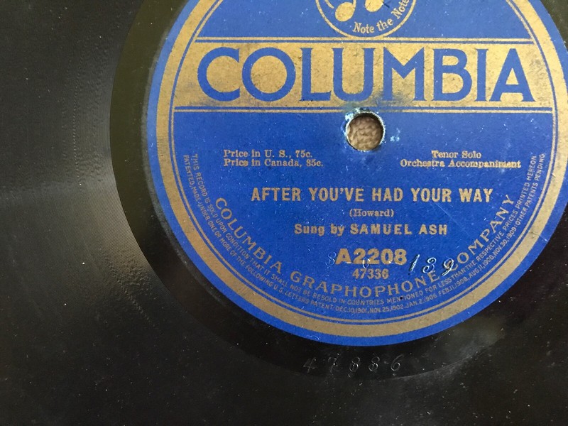 Victrola Record After You've Had Your Way By Samuel Ash Columbia A2208
