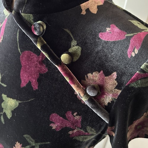 VTG Velvet Asian Inspired Women's 6 Blk Floral Maxi Dress Caren Desiree Co. Y2K - Picture 8 of 13