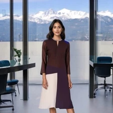 Women’s Dress Italian Designer D’Andrea Donna Zip Front Fit & Flare Midi Dress