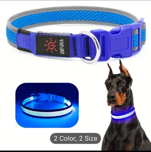 2pcs USB Rechargeable LED Dog Collar - Adjustable, Comfortable Nylon Safety - 第 12/12 張圖片