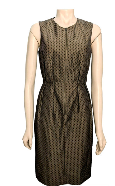 Citi Bronze Shift Dress Sz 8 Exposed Front Zip Office Work Business