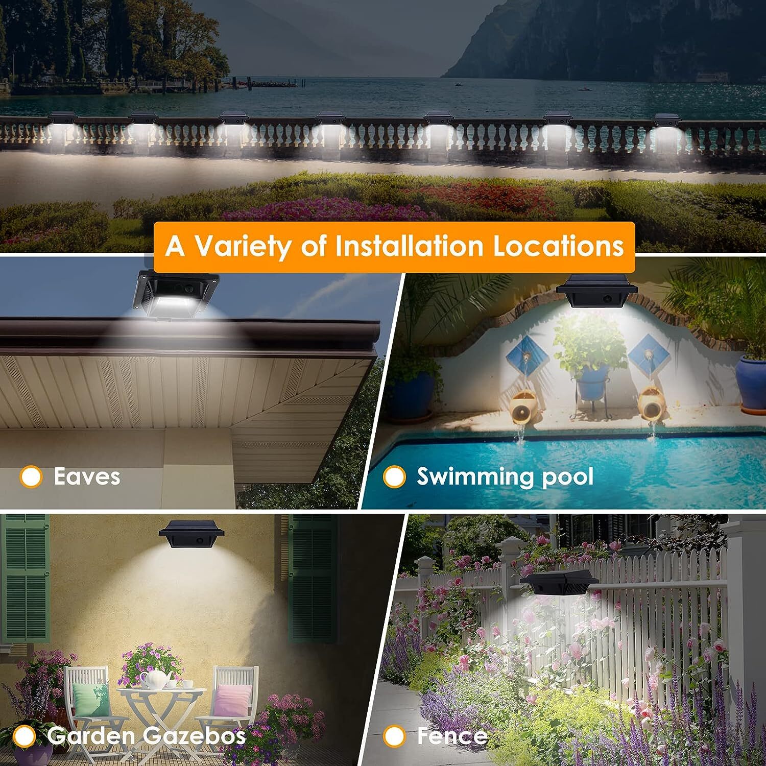 Fence Lights Solar Powered 6-Pack Solar Pool Lights For - Waterproof Outdoor  Lighting For Above Ground Pools Chain Link Fence