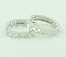 14k solid white gold kids hoop earring earrings diamond cut 0.80 gram 4484