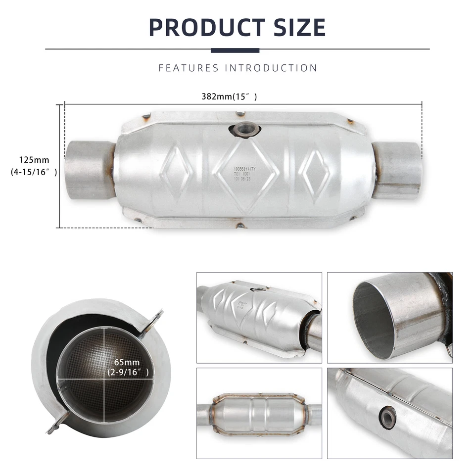 1x 2.5 英寸进口/出口催化转换器 EPA 批准的焊接适用于沃尔沃 C30 2.5L — 第 2/4 张图片