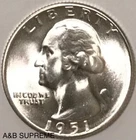 1951 S Washington Quarter From OBW Roll Estate CHOICE-GEM Bu Unc. 90% Silver