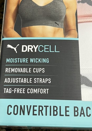 NEW PUMA size L white pink drycell set of 2 Seamless athletic Sports Bra womens - Picture 3 of 4