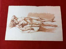 Study drawing man naked male nude corpse body 19th century