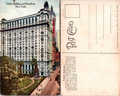 Trinity Building and Broadway New York City NY Postcard