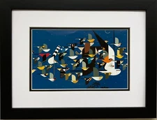 Charley Harper "Mystery of the Missing Migrants"  Custom Framed Art Print, Birds