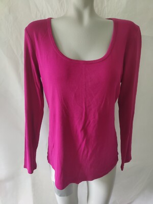 NY&C Dark Pink Scoop Neck Long Sleeve Women's Top Size L