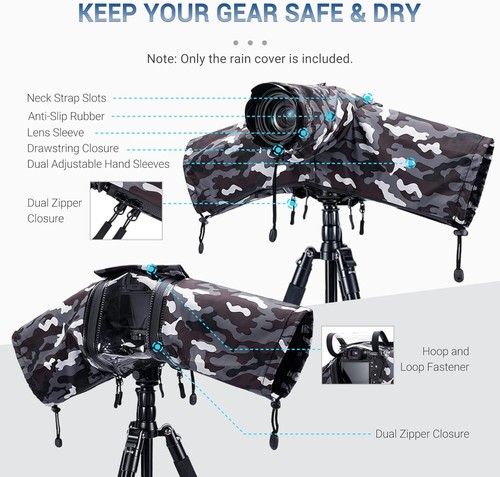 JJC Camera Rain Cover Raincoat Sleeve Waterproof with Clear Open Viewing Window - Picture 4 of 9