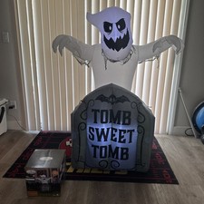 4.5 Rising Tombstone Ghost LED Airblown Yard Inflatable Animated Halloween Clean