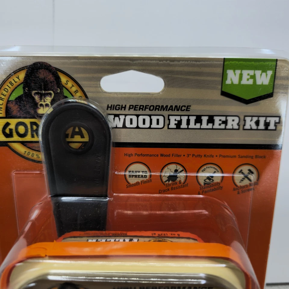 2 Pack Gorilla All Purpose Wood Filler Wood Repair Kit Putty Knife Sanding Block - Image 4 of 4