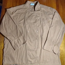 Chef Works Chef Coat Jacket Mens XL Tan Long Sleeve Button Up Cotton Cooking