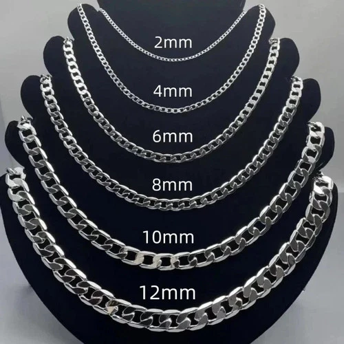 Hot 925 Sterling Solid Silver Sideways Chain Women Men Necklace Jewelry Gift - product listing photo