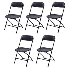 6 PCS Plastic Commercial Wedding Quality Stackable Folding Chairs Party Black
