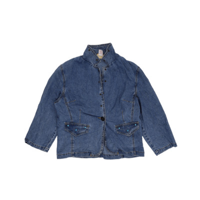 Ruby Rd. Blaue mittellange Damenjeansjacke mit Knopfleiste Größe 10