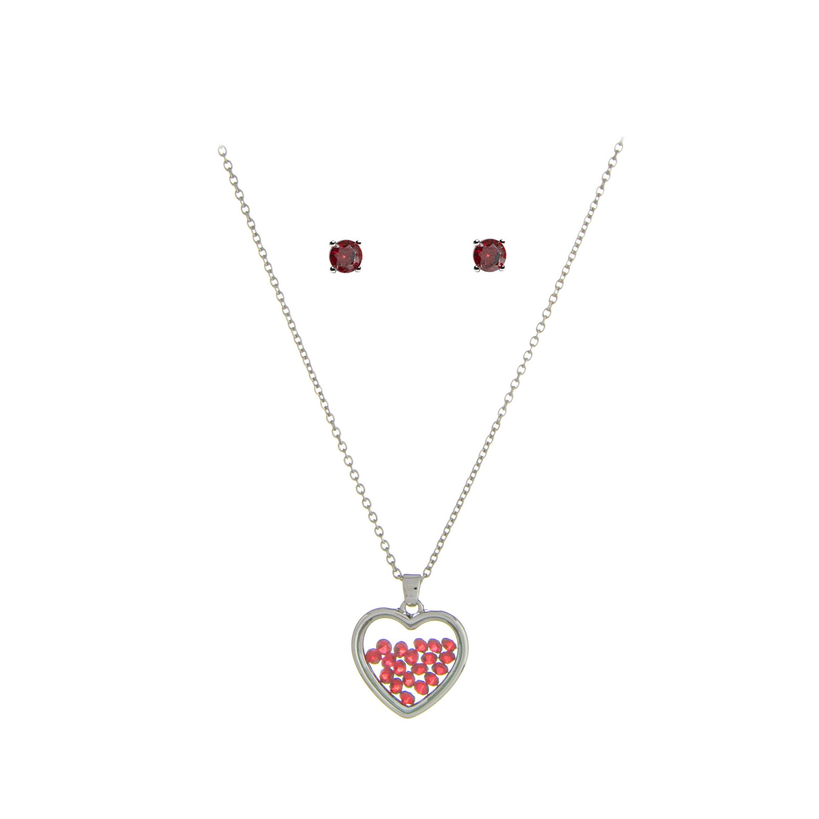 Ювелирный набор Сердце из красного граната коллекции Skyline Collection January Birthstone 2890₽