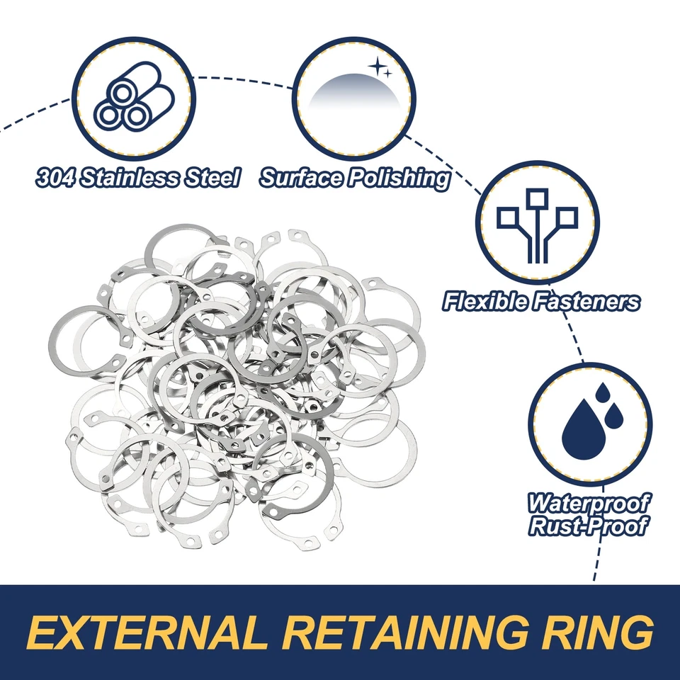 50 Pcs 24.5mm OD External Retaining Rings C-Clip Snap Rings Stainless Steel - Bild 3 von 4