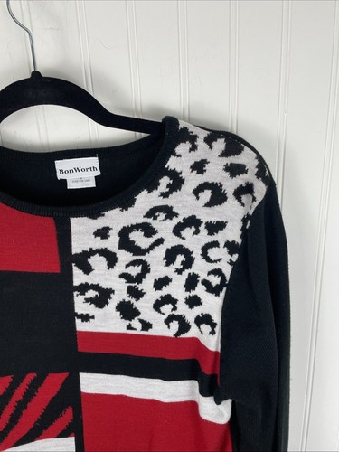 Bon Worth Women's Red and Black Pullover Tunic Sweater Size Medium - Picture 4 of 10