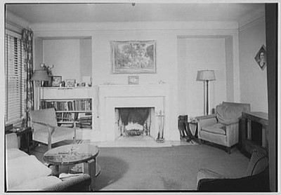 Photo:Jackson Heights Queens NY F.W. Hobbs 1945 Living Room Fireplace