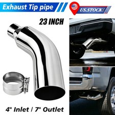 4 Inlet 7 Outlet 23 Length Universal Exhaust Pipe Turndown Elbow Tip Chrome