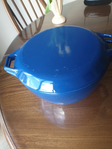 Medium Vintage Copco Blue Cast Iron Pot Casserole Saucepan & Lid, Denmark - Picture 5 of 9