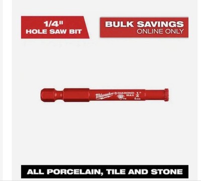 Milwaukee 49-56-0505, 1/4-inch Diamond Max Hole Saw for Porcelain, Tile & Stone