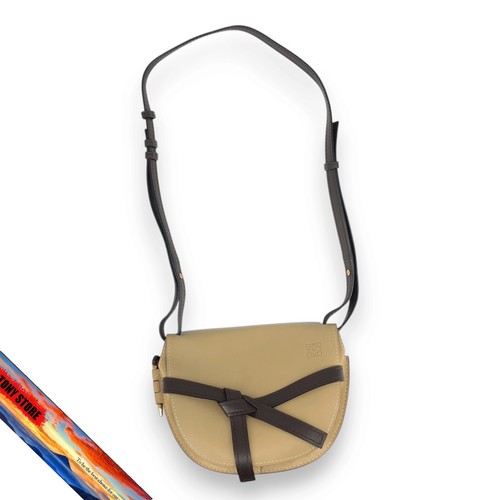 LOEWE Gate Dual Small Shoulder Bag Beige Brown Leather レディース Blocked