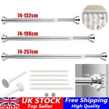 Shower Curtain Rail Rod Extendable 74-132/196/257 CM Telescopic Pole Φ25mm