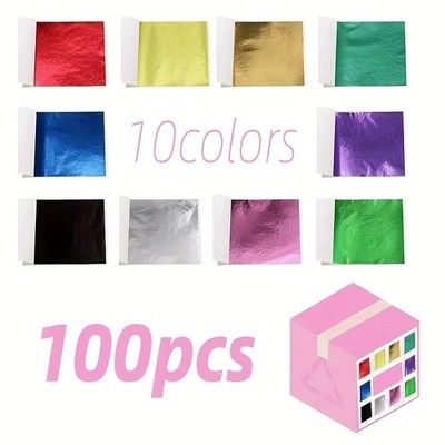 100x 24K Blattgold Blätter Goldfolie Vergoldung Kunst Handwerk DIY Dekoration Möbel