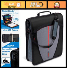 3-Inch Zipper Binder with O-Rings  600-Sheet Capacity  Durable School Organize