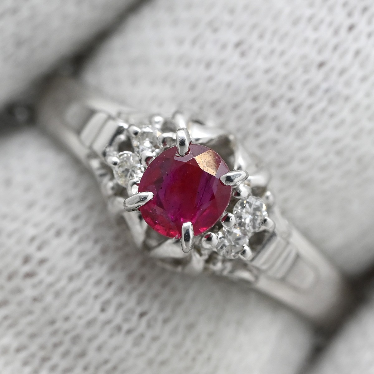 Ring ring Ruby 0.19ct Earring Pt900 Ruby diamond … - image 7