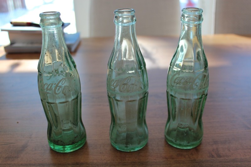 THREE 1969 Coke Bottles 6 1/2 OZ