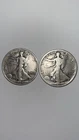 (2) 1917 & 1943 US Walking Liberty Half Dollar (50c) Silver Half Dollars