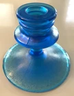 Antique Fenton Celeste Blue #316 Iridescent Stretch Glass Candle Holder